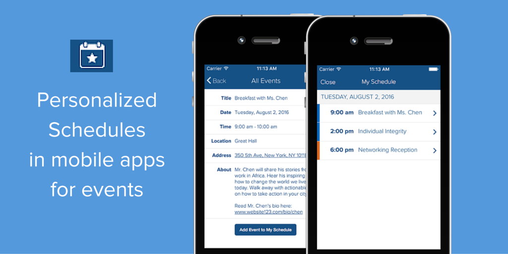 Personalized schedules for event apps
